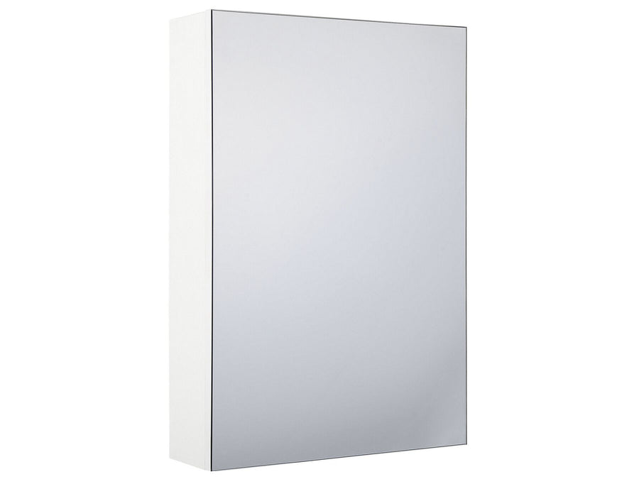 Rectangular mirror with a white frame on a white background