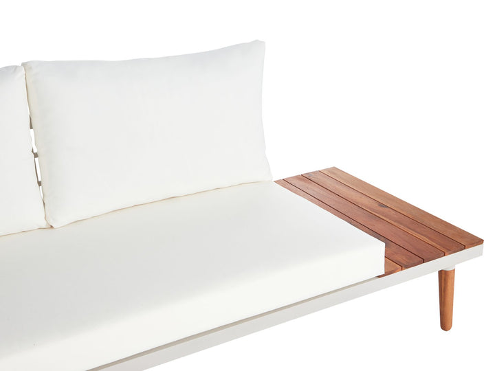 Corato Garden Corner Sofa with Table 5 Seater Acacia Wood Off-White