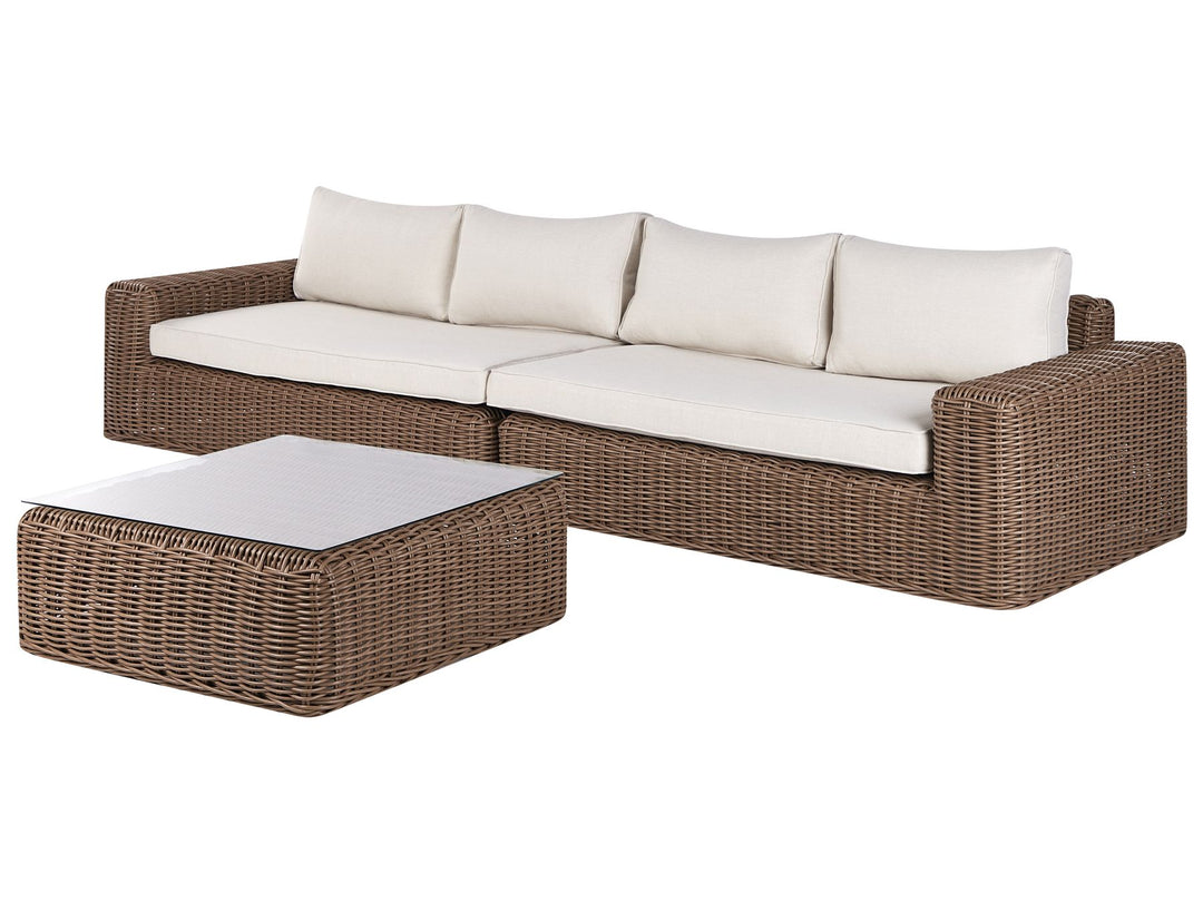 Palermo Garden Corner Sofa with Ottoman 6 Seater Modular PE Rattan Brown