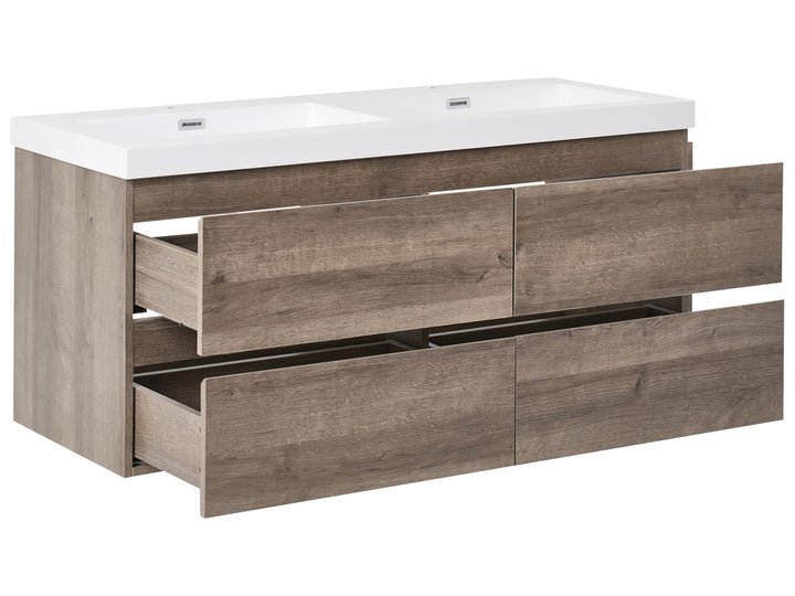 Wall Mounted Double Basin Vanity Unit 120 cm 52 cm Taupe Viedma