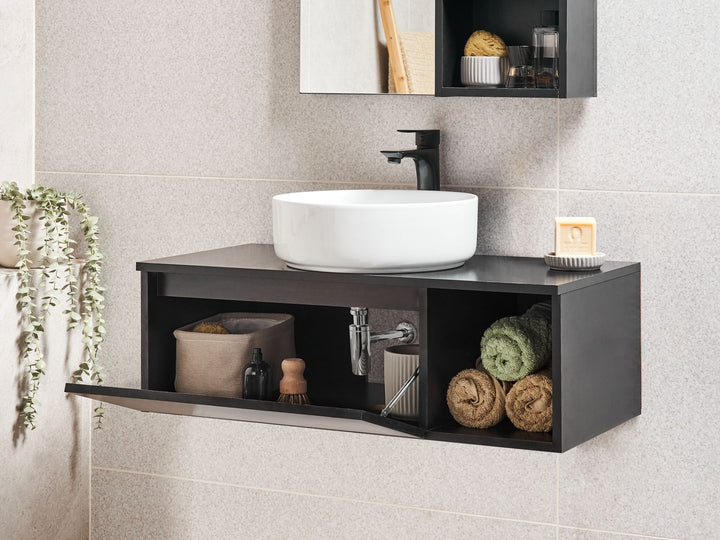 Wall Mounted Washbasin Cabinet 80 cm Black Rupanco