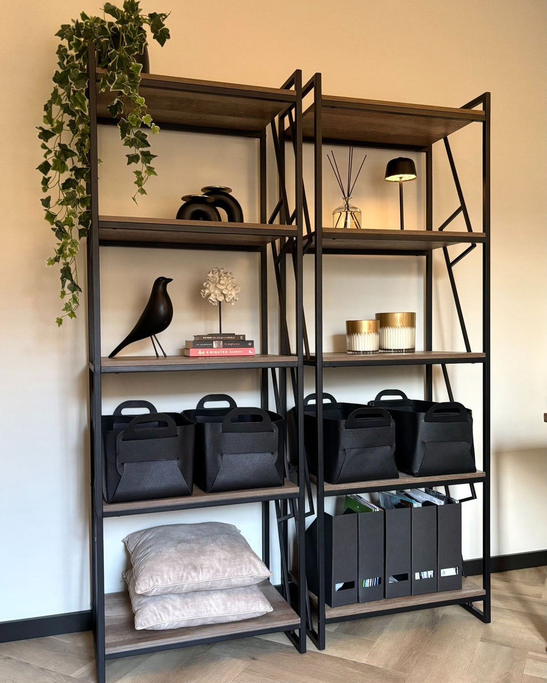 5 Tier Bookcase 184 cm Brown/ Black Fiona