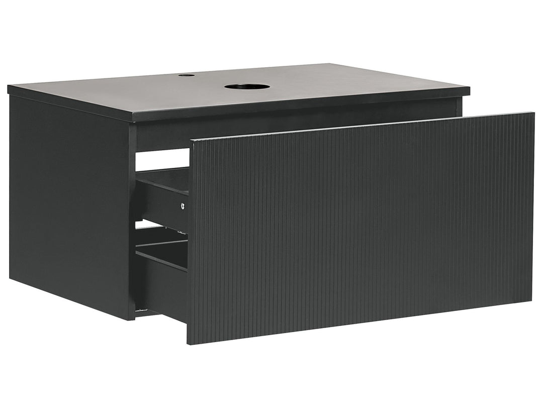 Wall Mounted Washbasin Cabinet 80 cm Black Alzira