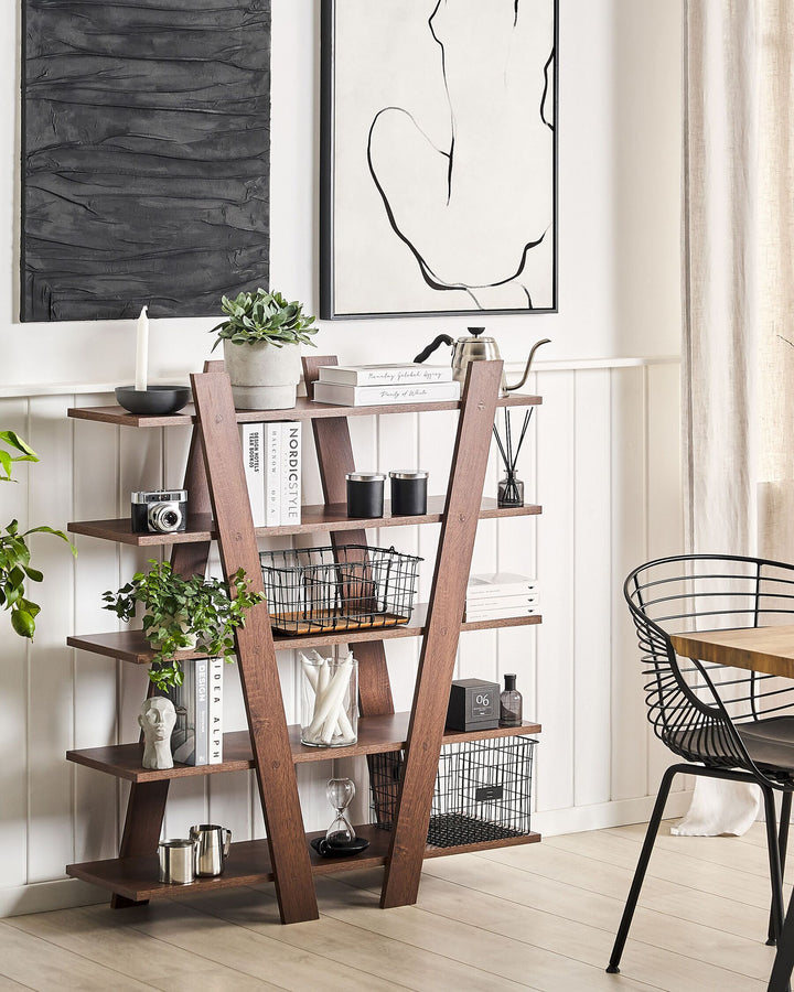 5 Tier Shelving Unit 116 cm Dark Brown Alma