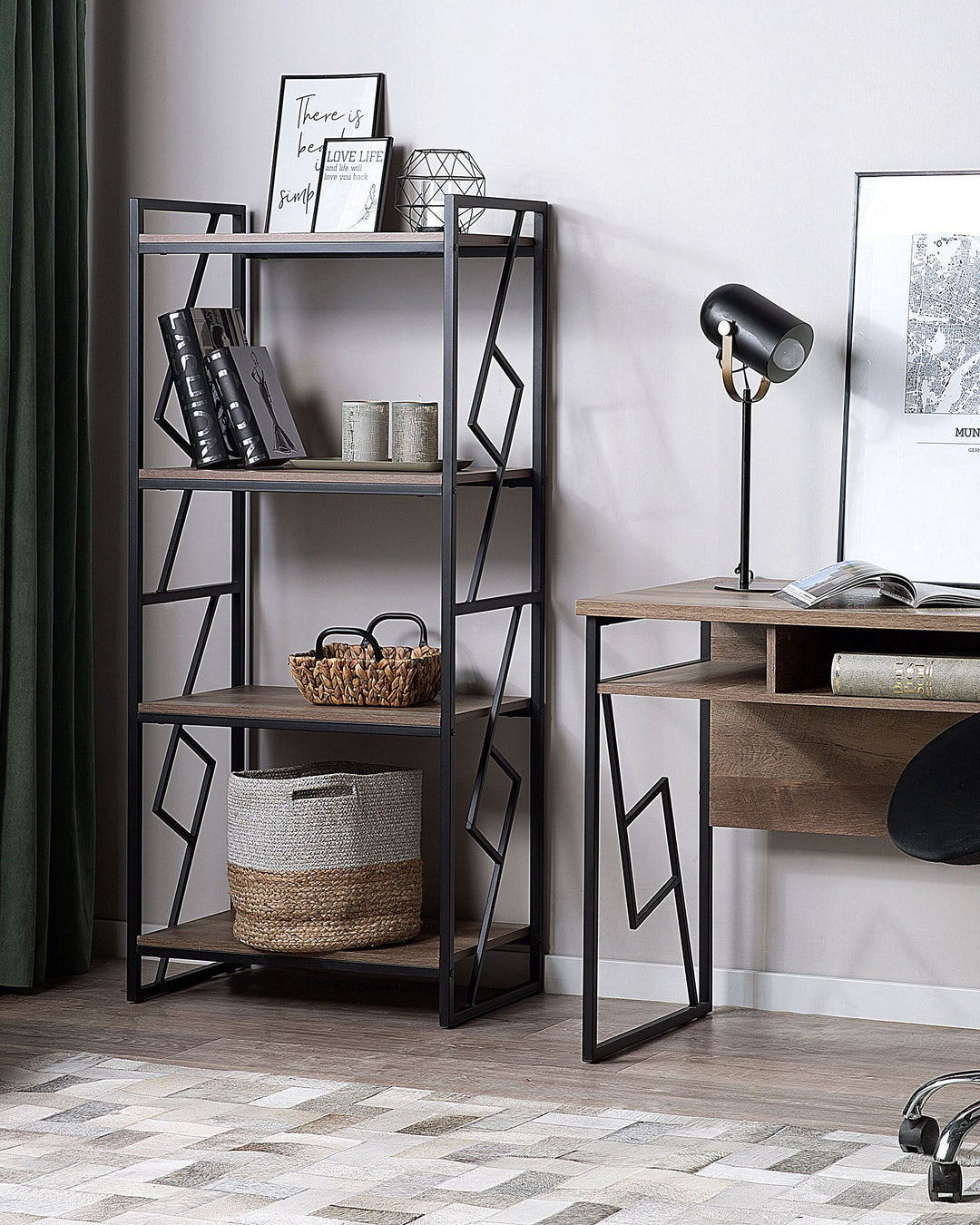 4 Tier Bookcase 143 cm Brown/ Black Resty
