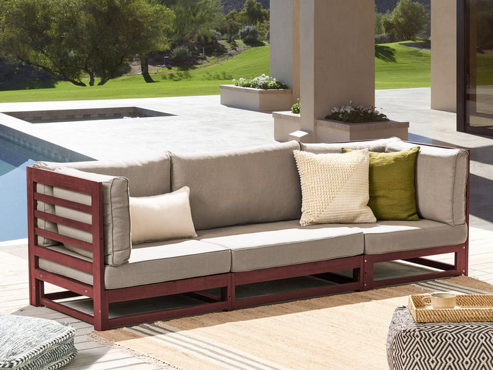 Trani Garden Sofa 3 Seater Modular Certified Acacia Wood Dark Red