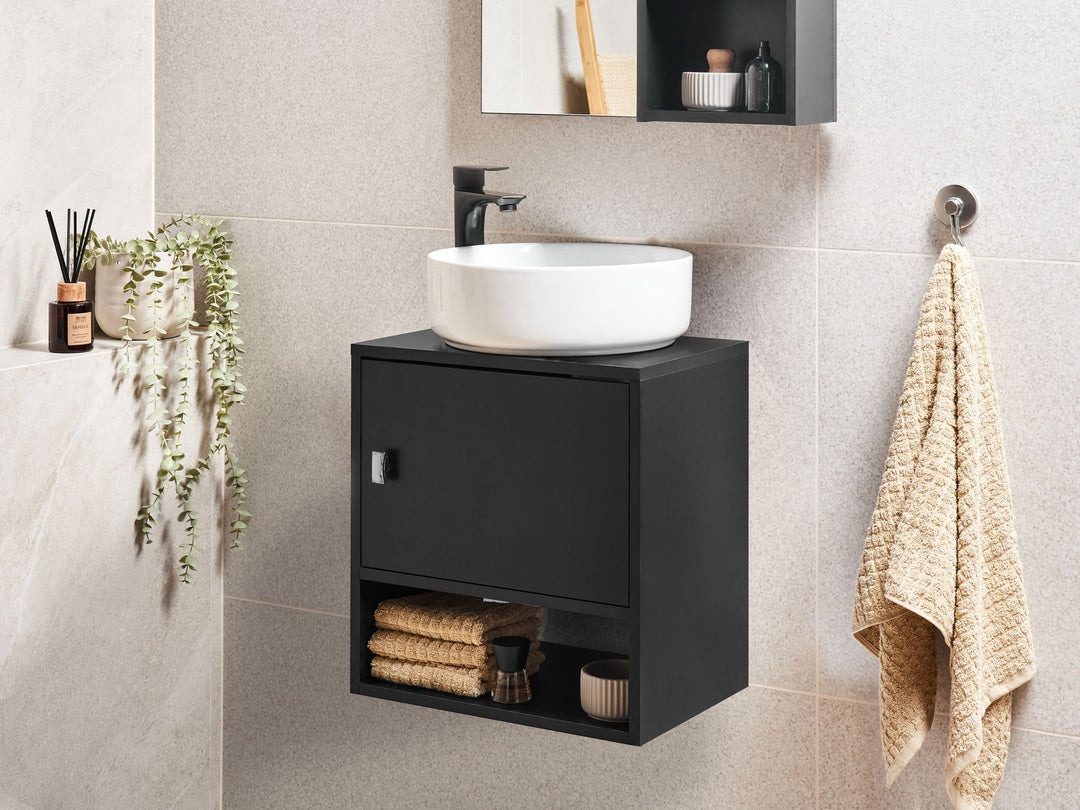 Wall Mounted Washbasin Cabinet 45 cm Black Limeria