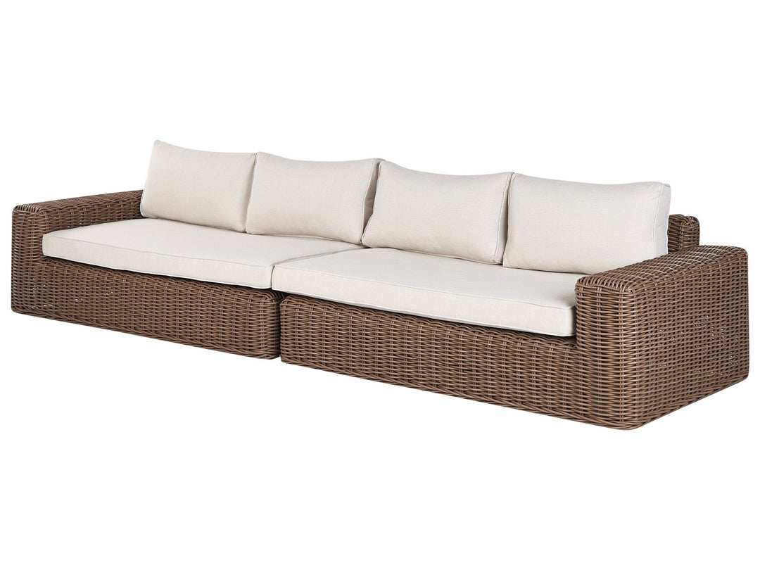 Palermo Garden Corner Sofa with Ottoman 6 Seater Modular PE Rattan Brown
