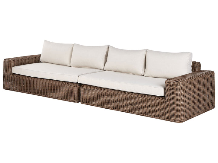 Palermo Garden Corner Sofa with Ottoman 6 Seater Modular PE Rattan Brown