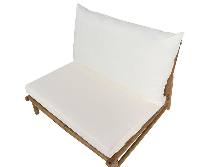 Todi Garden Lounge Set with Table 2 Seater Bamboo Wood Off-White