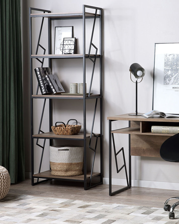 5 Tier Bookcase 184 cm Brown/ Black Fiona