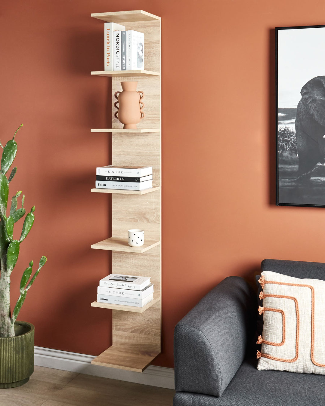 Wall Bookshelf 190 cm Light Brown Yadira