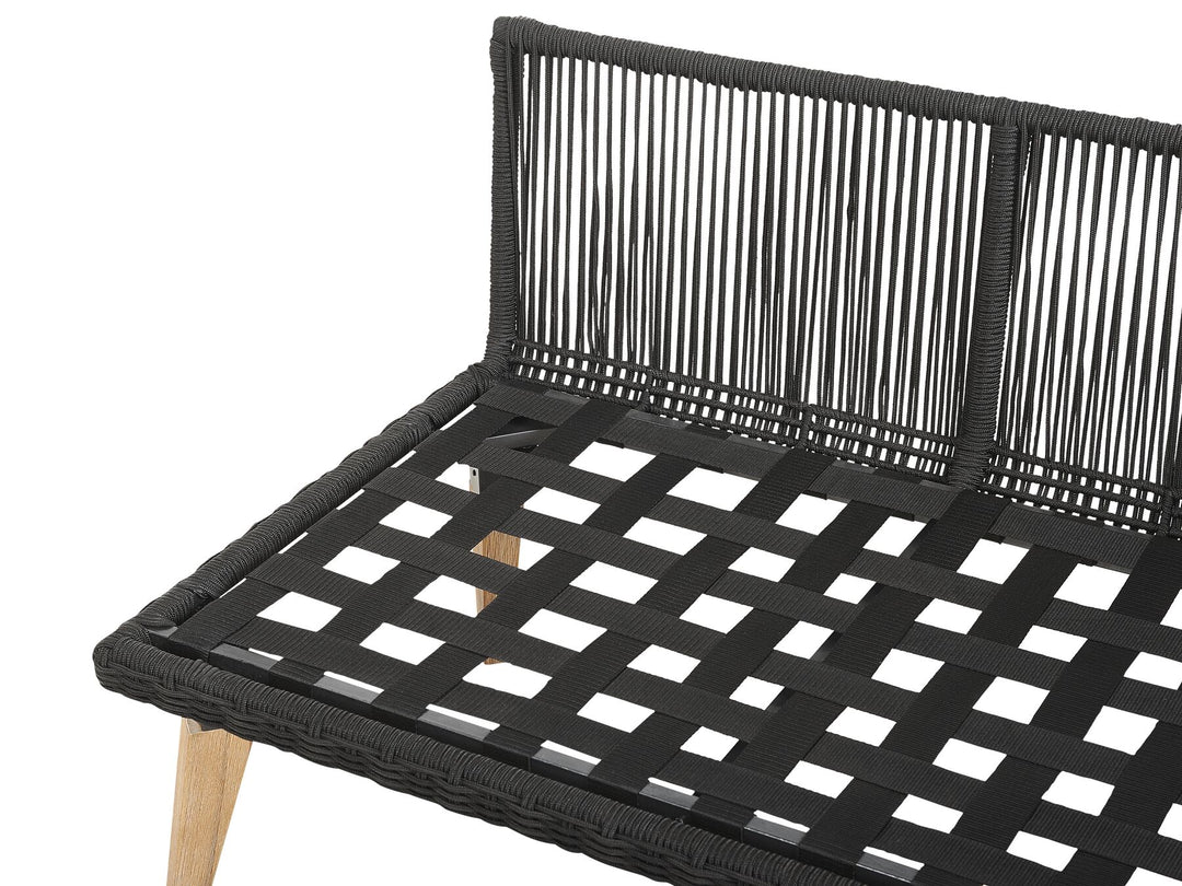 Alcamo Garden Corner Sofa with Table 5 Seater Left Hand Acacia Wood Black