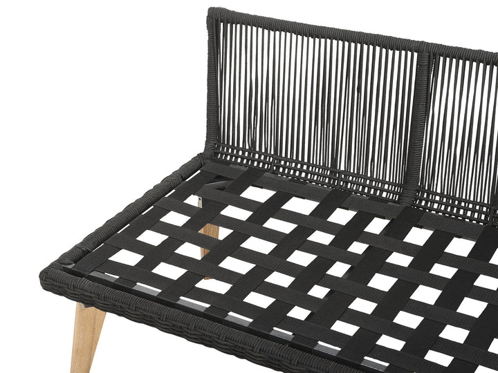Alcamo Garden Corner Sofa with Table 5 Seater Left Hand Acacia Wood Black