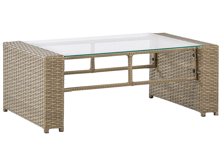 Garden Lounge Set with Table 4 Seater Luca PE Rattan Light Brown
