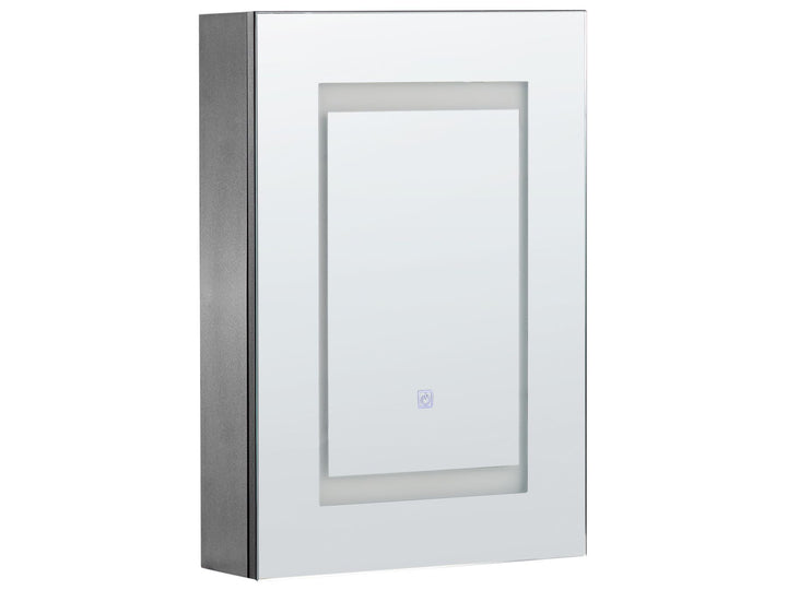 Rectangular wall-mounted cabinet with a glass door on a white background