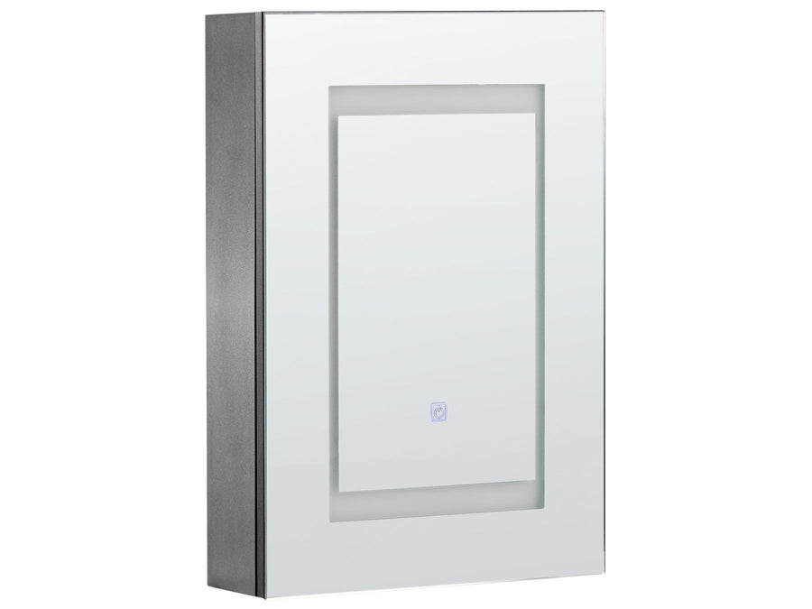 Rectangular wall-mounted cabinet with a glass door on a white background