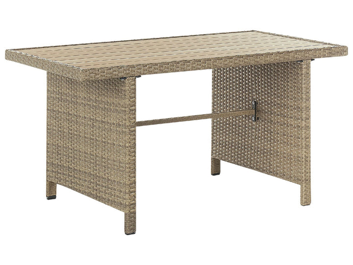Fonti Garden Lounge Set with Table and Ottoman 5 Seater with Cushions PE Rattan Brown