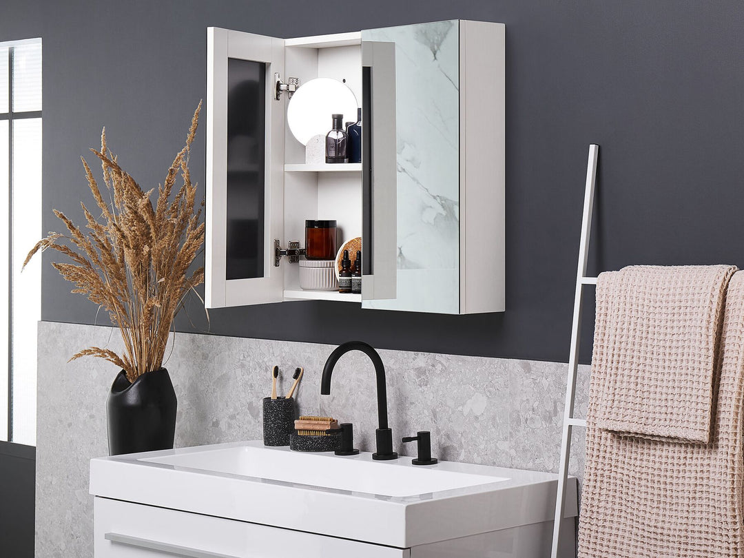 Bathroom Wall Mounted Mirror Cabinet 60 cm 60 cm White Navarra