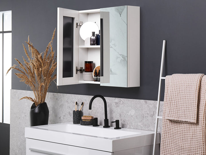 Bathroom Wall Mounted Mirror Cabinet 60 cm 60 cm White Navarra