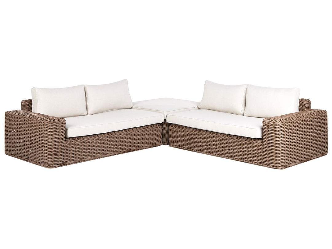 Palermo Garden Corner Sofa with Ottoman 6 Seater Modular PE Rattan Brown