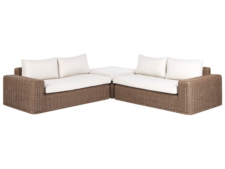 Palermo Garden Corner Sofa with Ottoman 6 Seater Modular PE Rattan Brown