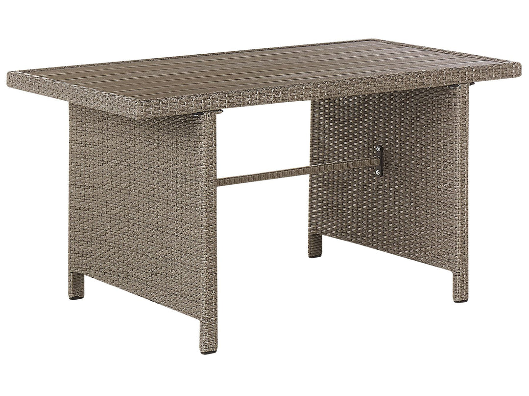 Bardi Garden Lounge Set with Table and Ottoman 5 Seater with Cushions PE Rattan Taupe