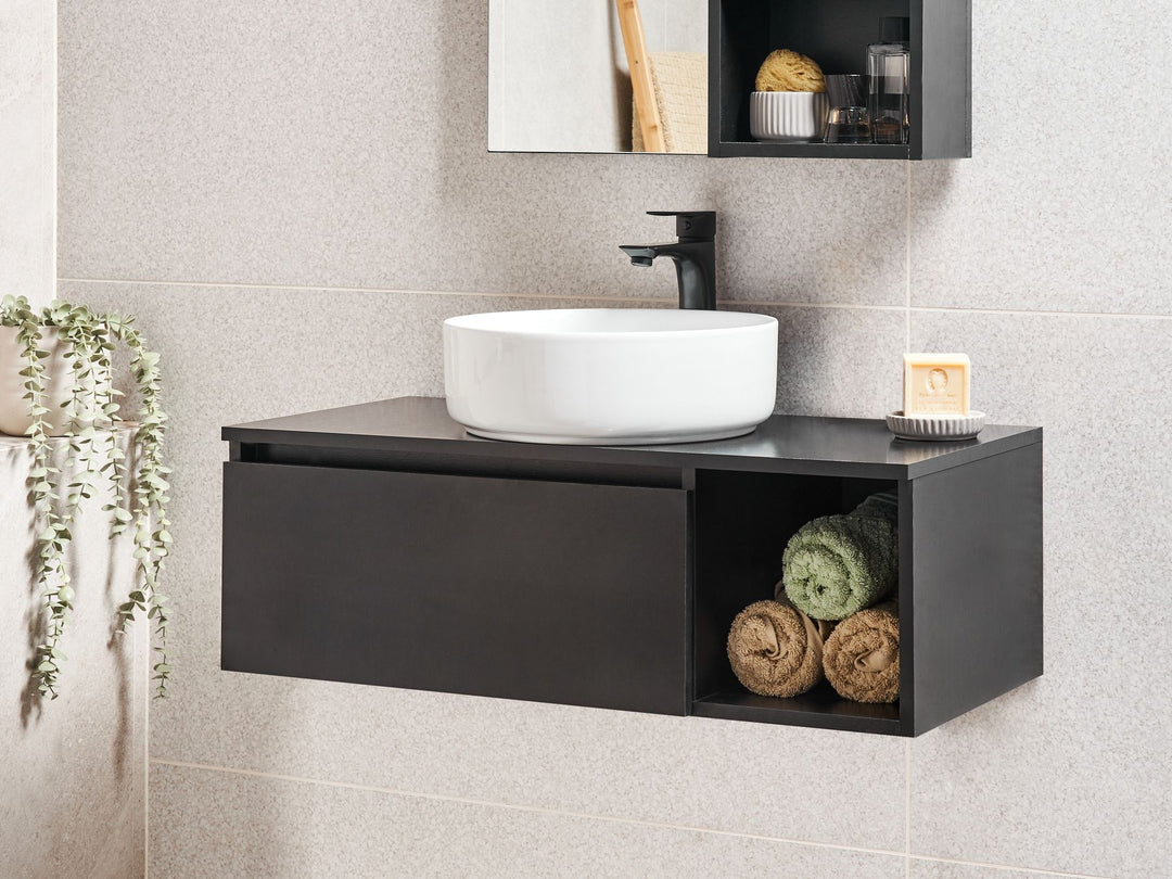 Wall Mounted Washbasin Cabinet 80 cm Black Rupanco