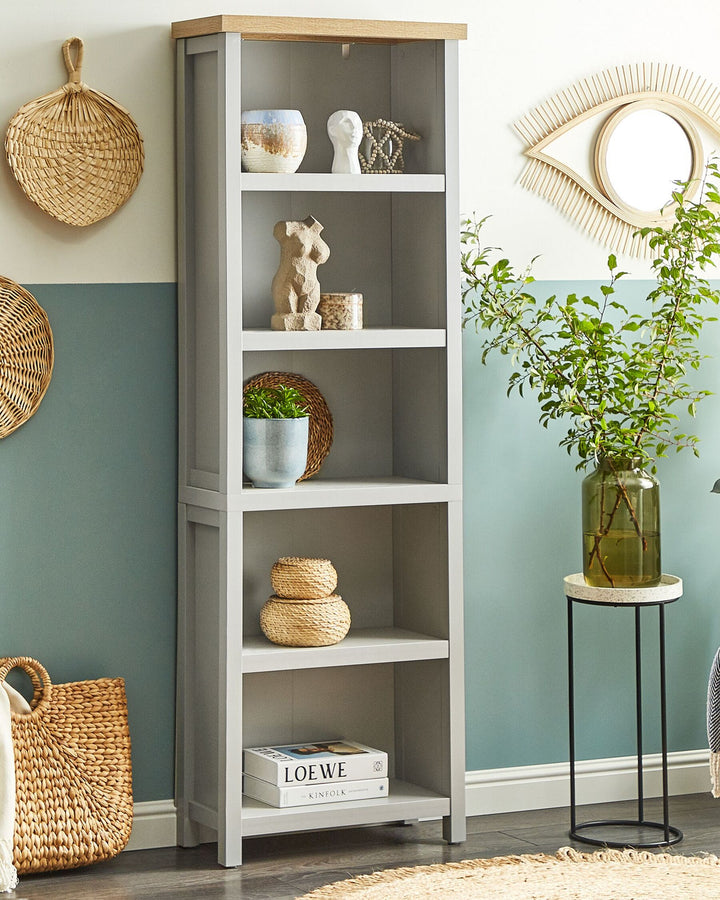 5 Tier Bookcase 181 cm Light Grey Jazmyne