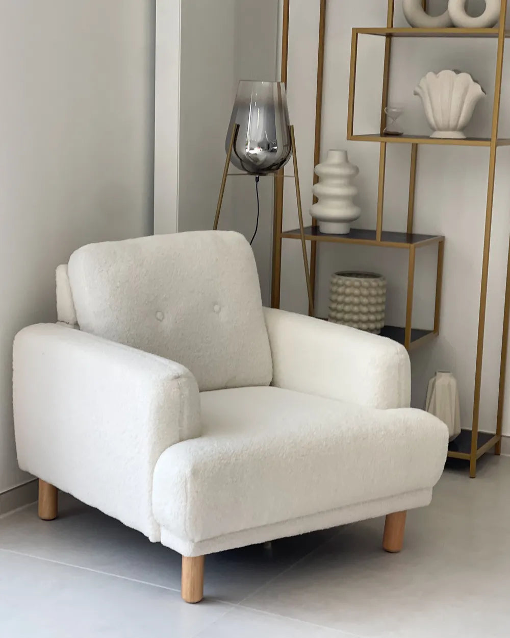 Armchair Fabric Off-White Shelbi
