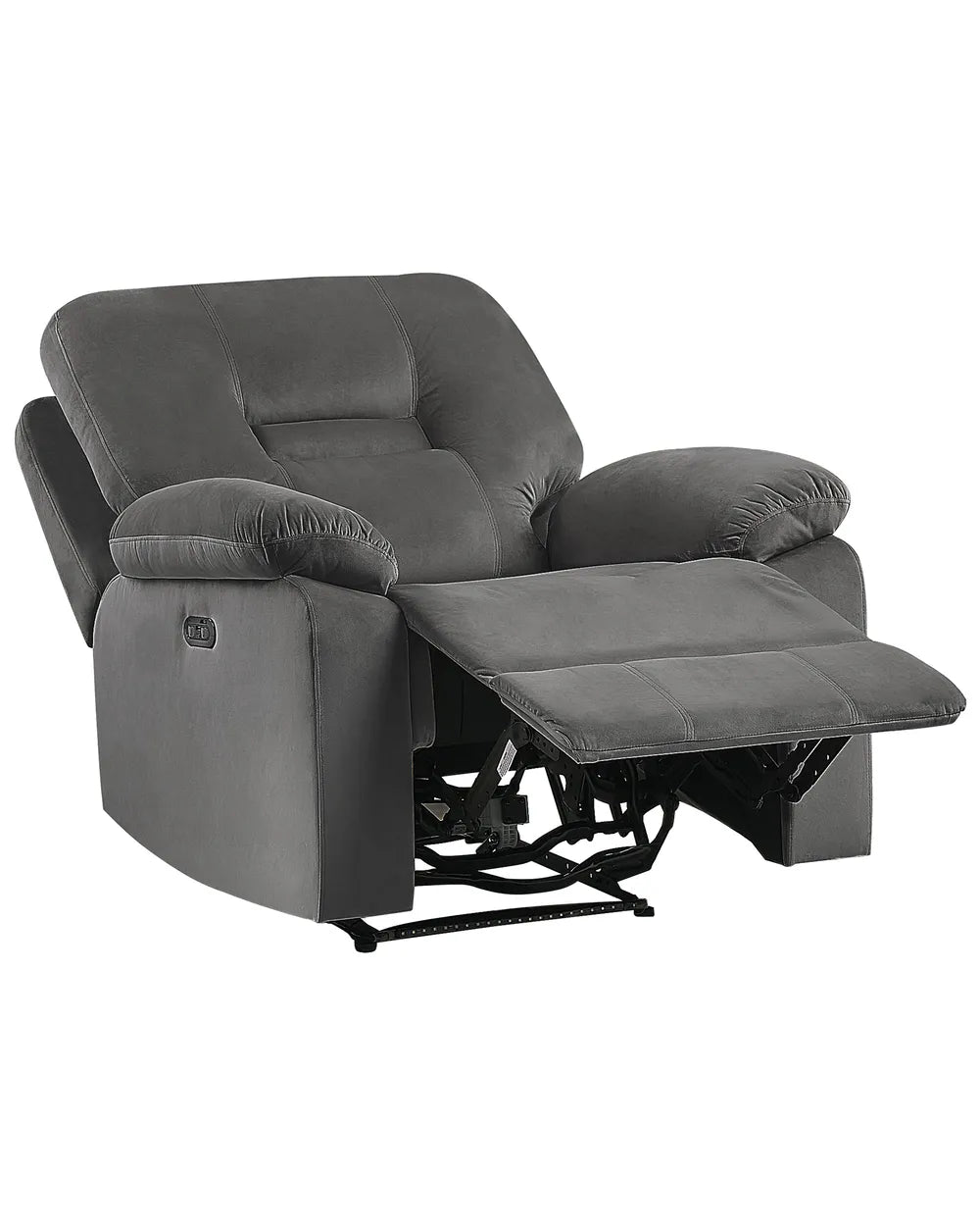 Electric Recliner Chair With Footrest LED Velvet Dark Grey Bernet