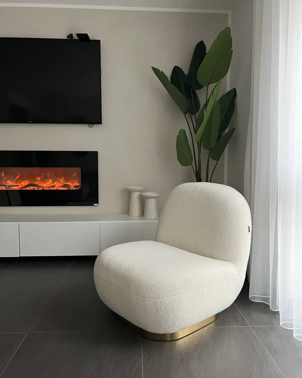 Armchair Boucle White Rayn