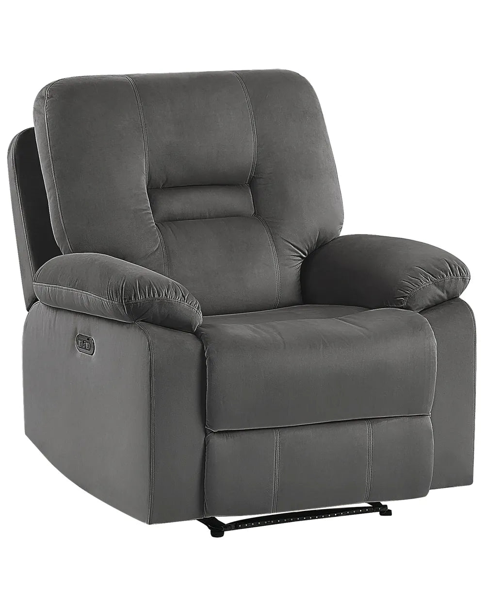 Electric Recliner Chair With Footrest LED Velvet Dark Grey Bernet