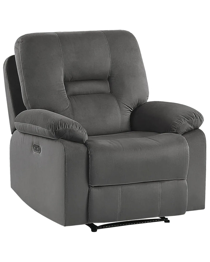 Electric Recliner Chair With Footrest LED Velvet Dark Grey Bernet
