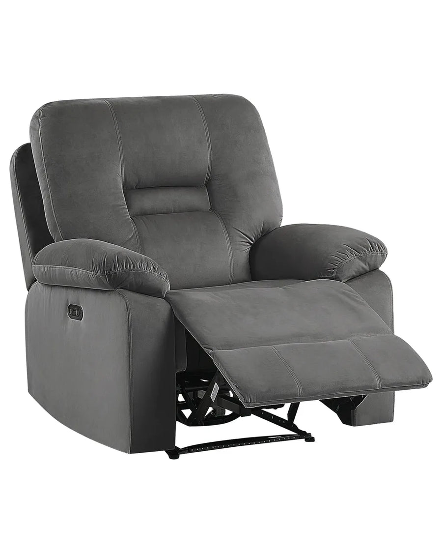 Gray recliner chair on a white background