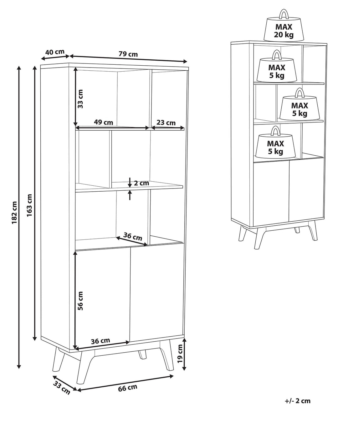 Caden Shelving Unit 182 cm Brown/ White Columbus