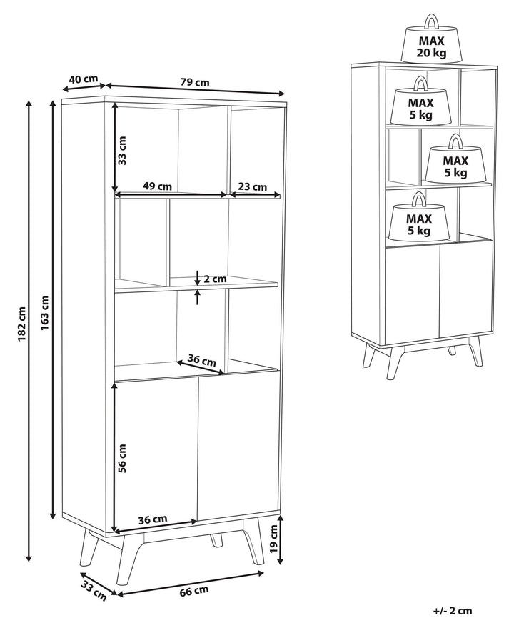 Caden Shelving Unit 182 cm Brown/ White Columbus