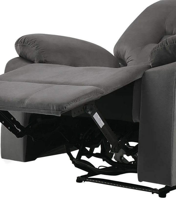 Electric Recliner Chair With Footrest LED Velvet Dark Grey Bernet