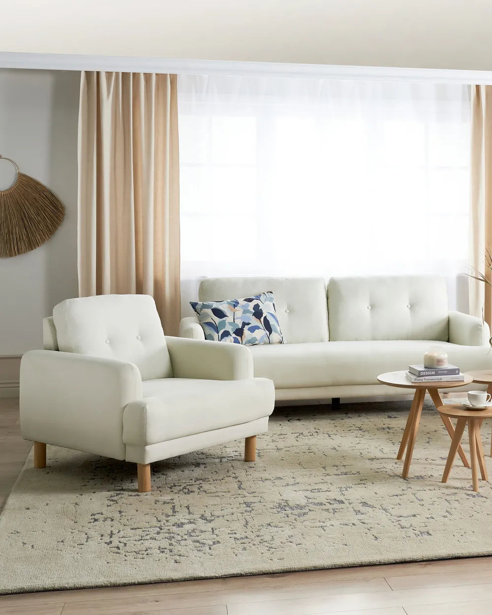 Armchair Fabric Off-White Shelbi