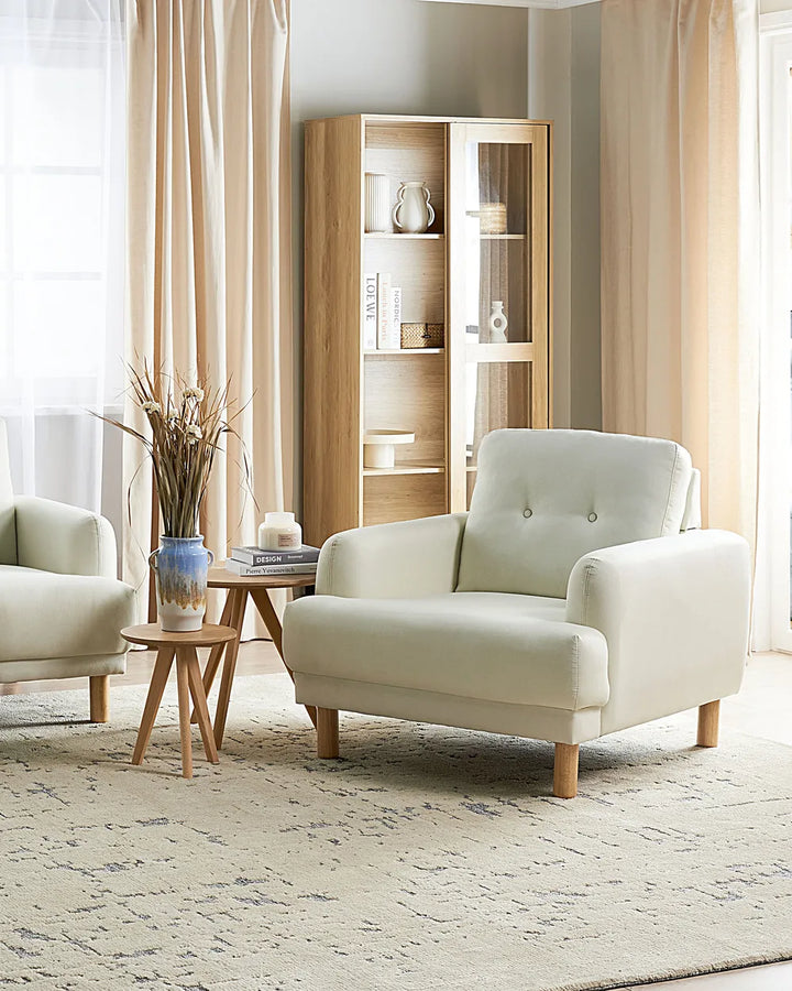 Armchair Fabric Off-White Shelbi