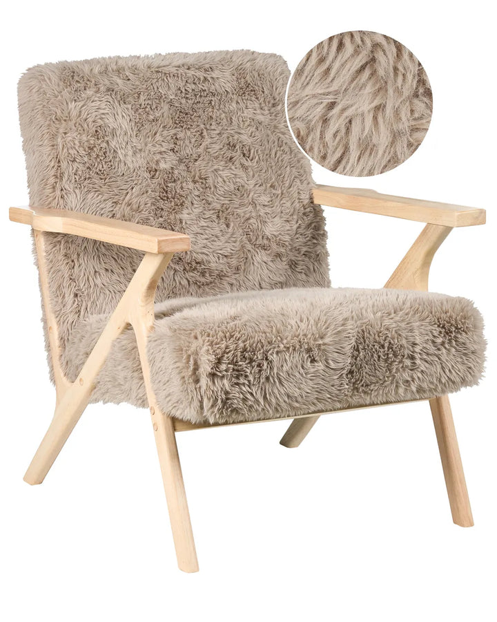 Armchair Faux Fur Taupe Jaqueze