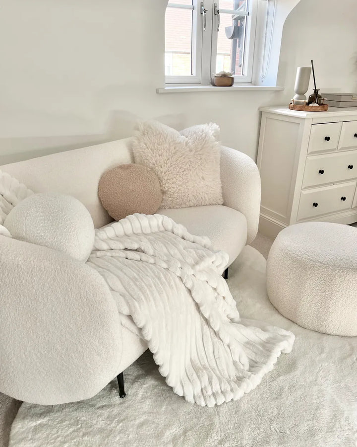 Sofa 2 Seater Fabric Black/ White Liora