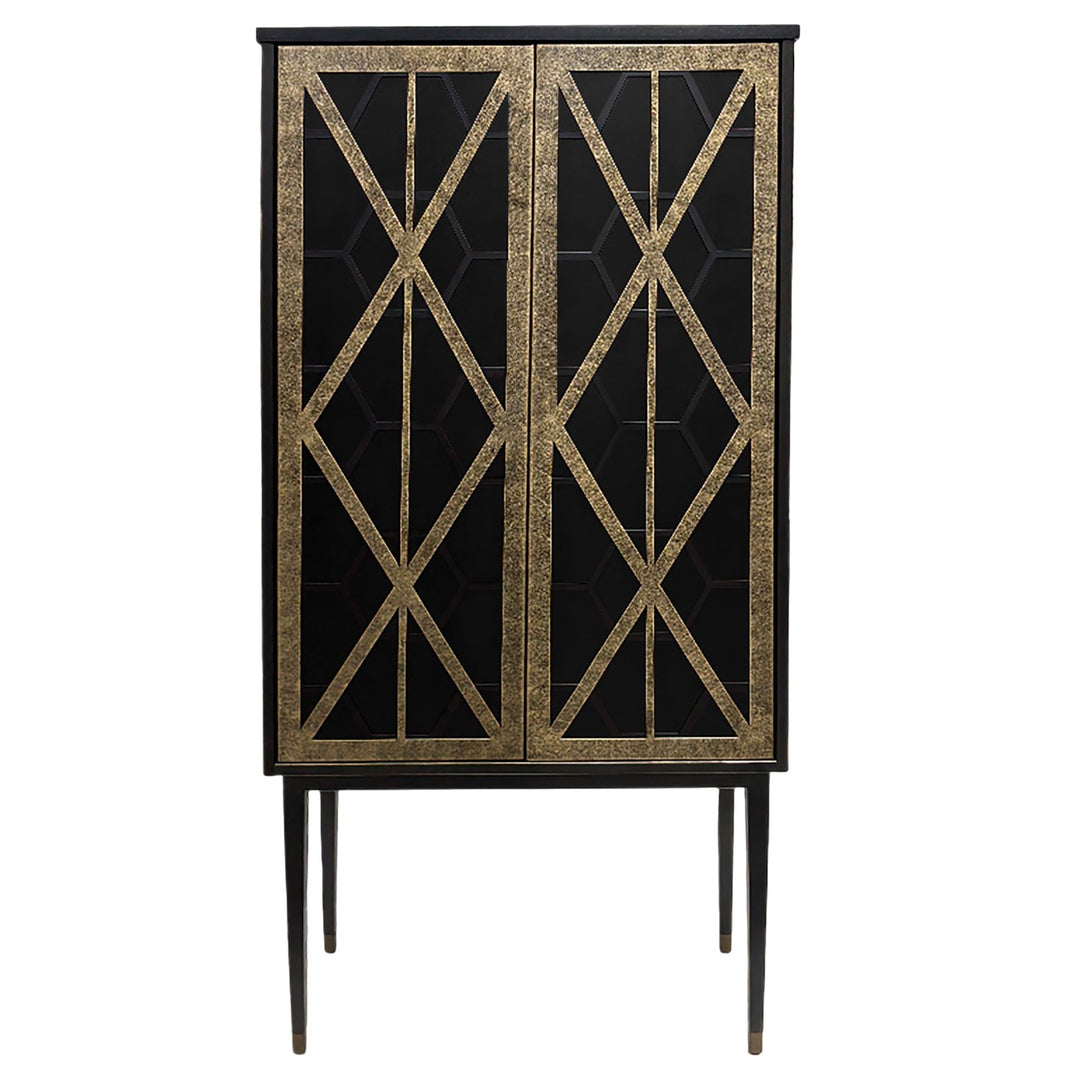 Decorative cabinet with geometric pattern on a white background
