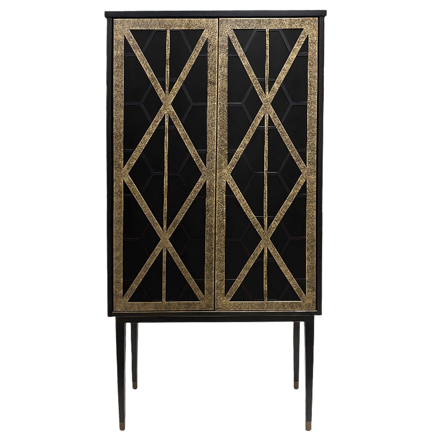 Decorative cabinet with geometric pattern on a white background