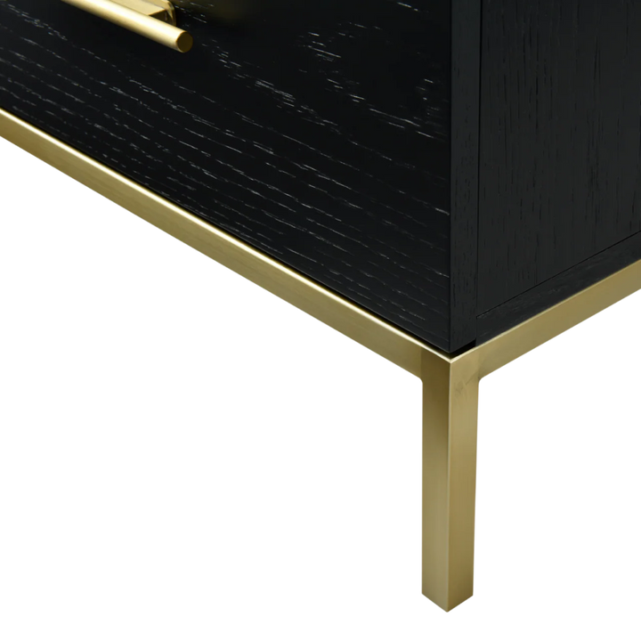 Tulip Black Wood & Gold Chest of Drawers Tall Boy