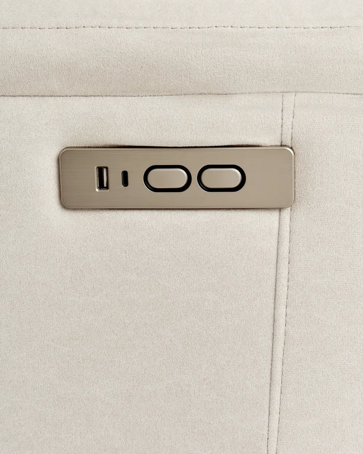 Electric Recliner Chair With Footrest Fabric Light Beige Denison