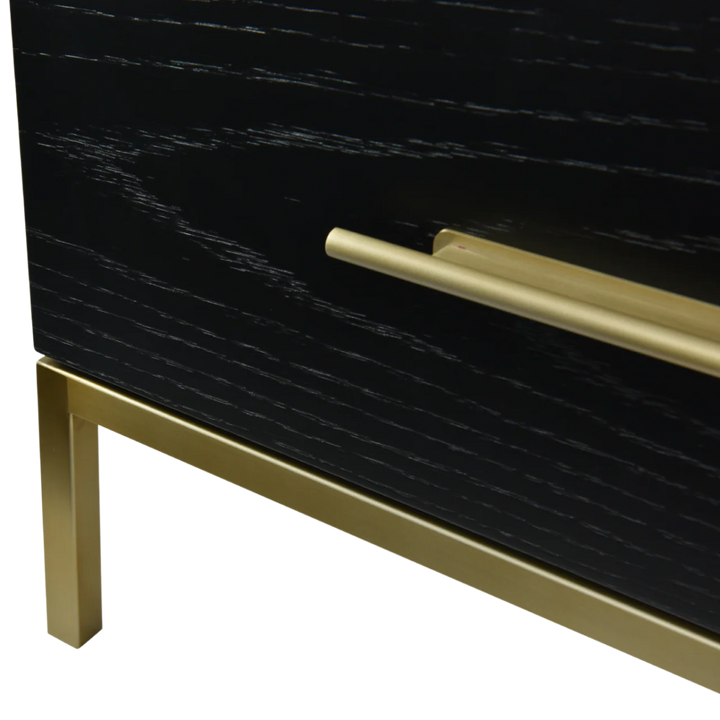 Tulip Black Wood & Gold Chest of Drawers Tall Boy