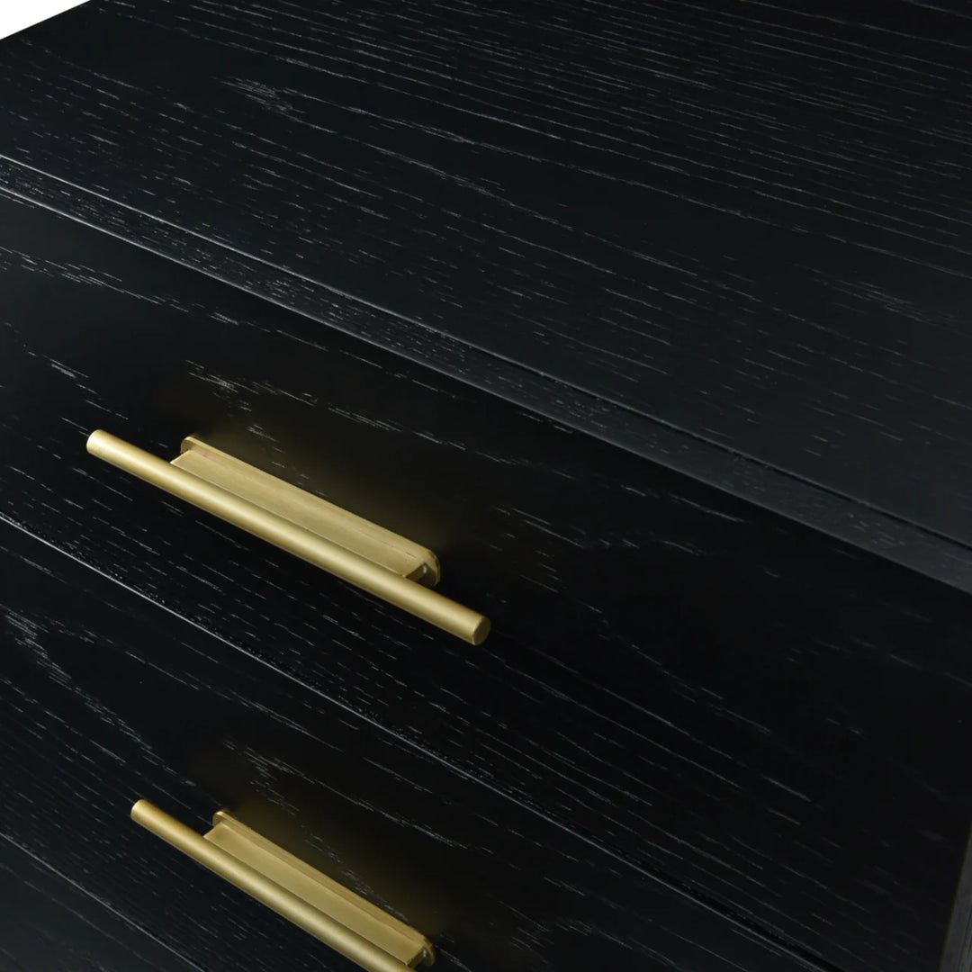 Tulip Black Wood & Gold Chest of Drawers Tall Boy