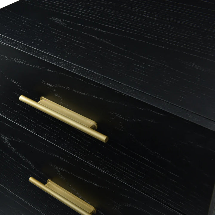 Tulip Black Wood & Gold Chest of Drawers Tall Boy