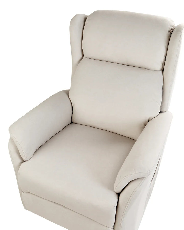 Electric Recliner Chair With Footrest Fabric Light Beige Denison